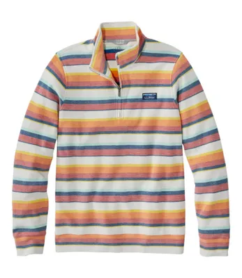 Men's Comfort Stretch Piqué Quarter Zip Pullover, Long-Sleeve, Stripe