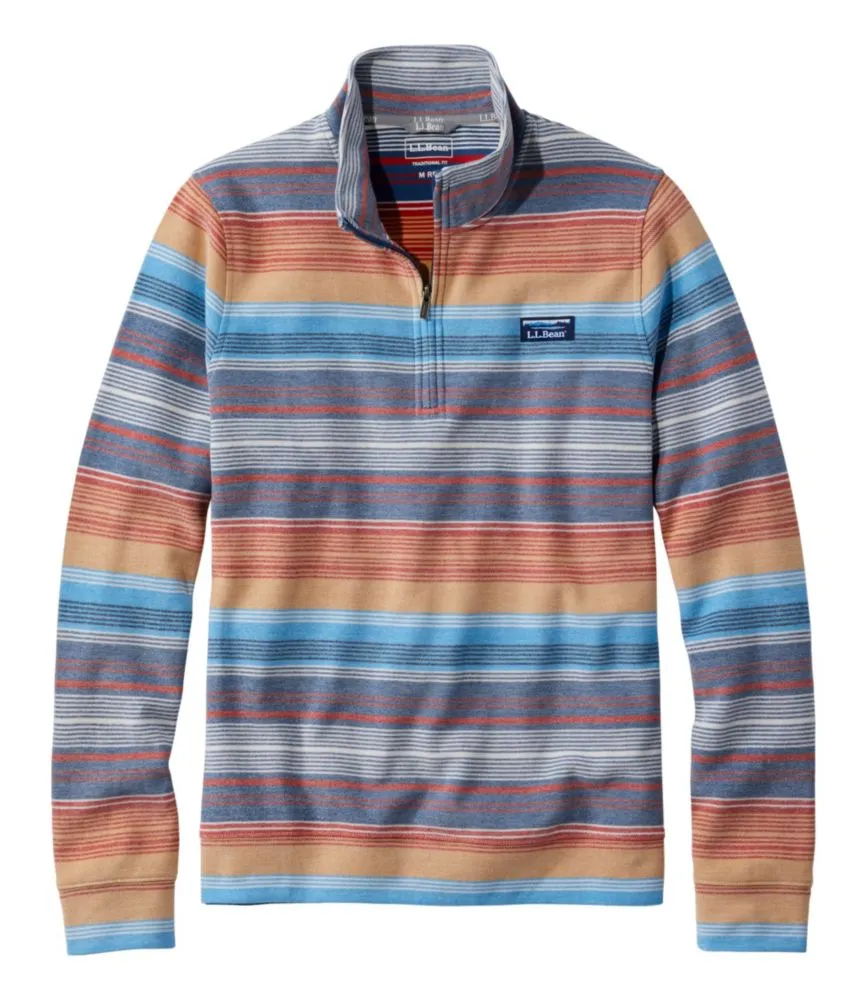 Men's Comfort Stretch Piqué Quarter Zip Pullover, Long-Sleeve, Stripe