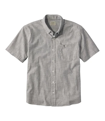 Men's Comfort Stretch Chambray Shirt, Traditional Untucked Fit, Short-Sleeve, Stripe