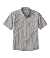 Men's Comfort Stretch Chambray Shirt, Traditional Untucked Fit, Short-Sleeve, Stripe