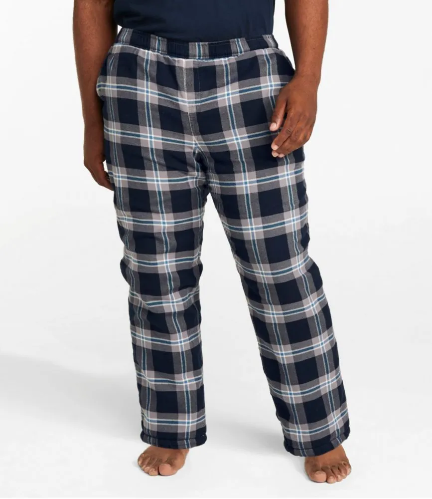 L.L.Bean Fleece Lined Flannel Lounge Pants Regular Men's Pajama Black Plum : 2XL