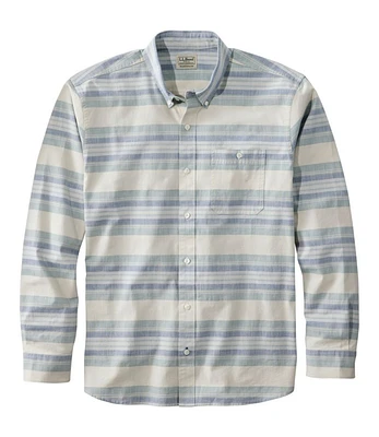 Men's Comfort Stretch Chambray Shirt, Traditional Untucked Fit, Long-Sleeve, Stripe