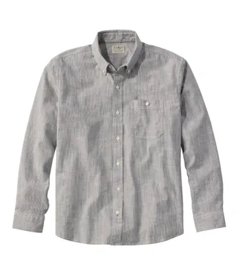 Men's Comfort Stretch Chambray Shirt, Traditional Untucked Fit, Long-Sleeve