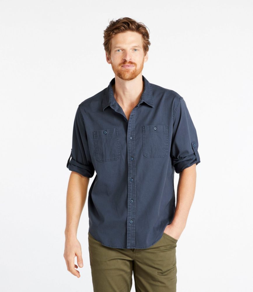 Men's Comfort Stretch Chambray Shirt, Traditional Untucked Fit