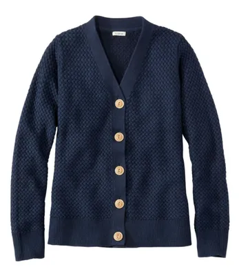 Women's Basketweave Sweater, Button-Front Cardigan