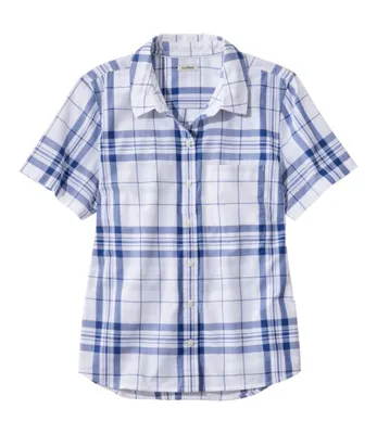Women's Organic Classic Cotton Shirt, Short-Sleeve Plaid