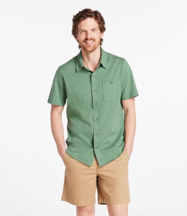 L.L. Bean Men's Lakewashed® Organic Cotton Button-Front Shirt, Short-Sleeve