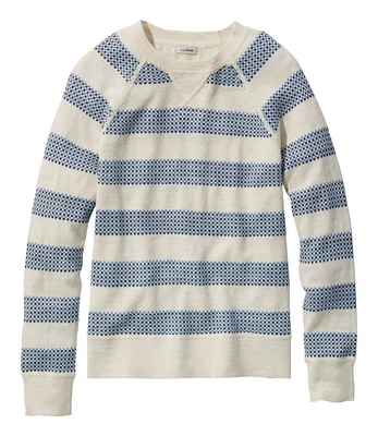 Women's Organic Cotton Slub Sweater, Crewneck Stripe