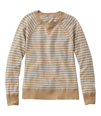 Women's Organic Cotton Slub Sweater, Crewneck Stripe