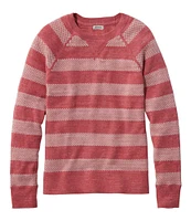 Women's Organic Cotton Slub Sweater, Crewneck Stripe