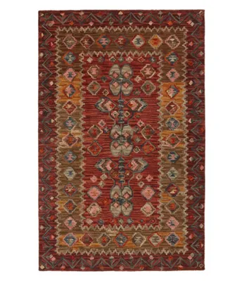 Double Border Wool Hooked Rug, Sienna Multi