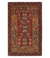 Double Border Wool Hooked Rug, Sienna Multi