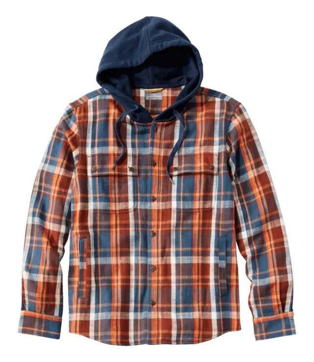 Men's Fleece-Lined Flannel Shirt, Hooded Snap Front, Slightly