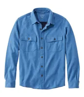 Men's Washed Cotton Double-Knit Chamois Shirt, Long-Sleeve