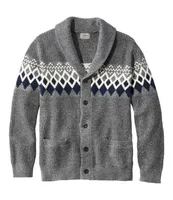 Men's Organic Cotton Cardigan Waffle Sweater, Fair Isle