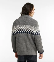 Men's Organic Cotton Cardigan Waffle Sweater, Fair Isle