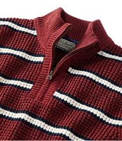 Men's Organic Cotton Waffle Sweater, Quarter Zip, Stripe