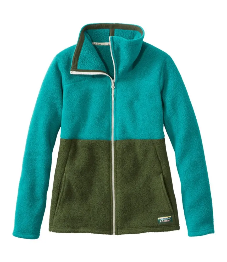 Women's Katahdin Fleece Half-Zip Hoodie, Colorblock Warm Teal/Forest Shade Medium, Fleece/Rubber | L.L.Bean