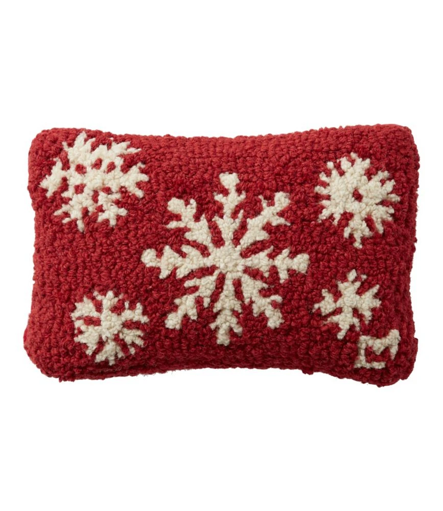 Wool Hooked Throw Pillow, Snowflake, 8" x 12"