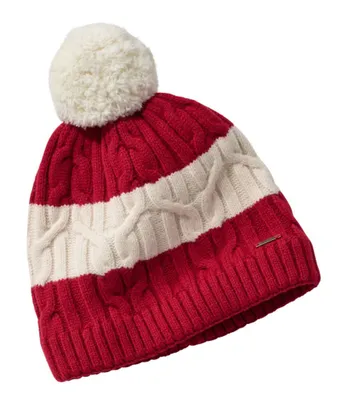 L.L.Bean Women's Winter Lined Pom Beanie - Grey Heather