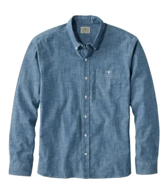 Men's Comfort Stretch® Chambray Shirt, Long-Sleeve, Slightly Fitted Untucked Fit