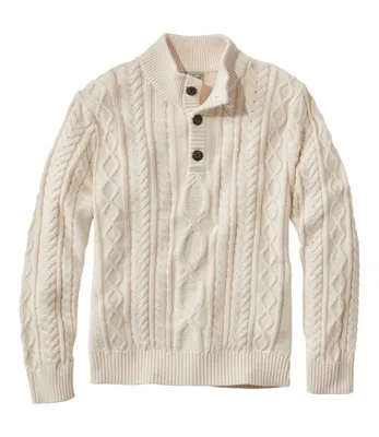 Men's Bean's Heritage Soft Cotton Fisherman Sweater, Button-Mock