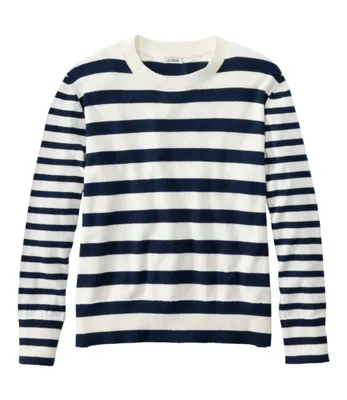 Women's Cotton/Cashmere Sweater, Crewneck Stripe