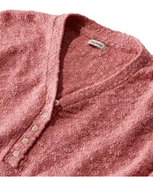 Women's Midweight Cotton Slub Sweater, Henley Short-Sleeve