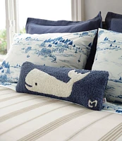 Wool Hooked Throw Pillow, Whale