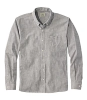 Men's Comfort Stretch Chambray Shirt, Long-Sleeve, Slightly Fitted Untucked Fit, Stripe