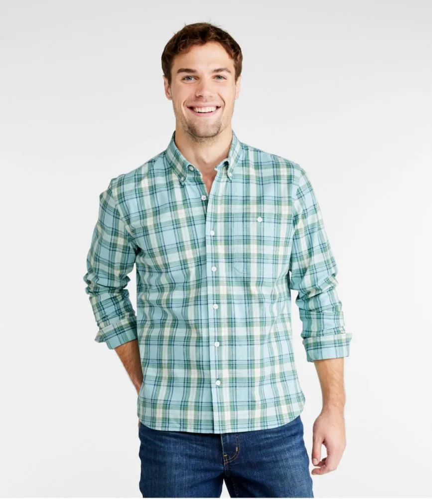 Men's Comfort Stretch Chambray Shirt, Long-Sleeve, Slightly Fitted Untucked Fit