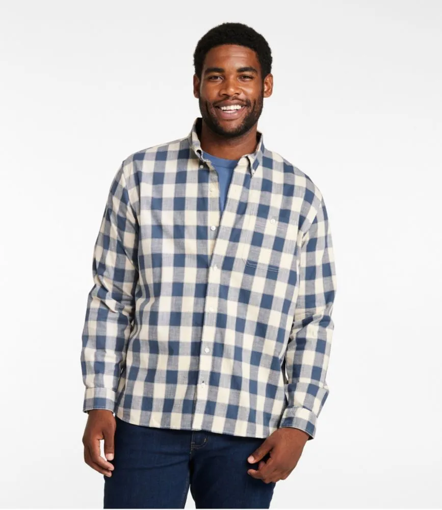 Men's Comfort Stretch Chambray Shirt, Long-Sleeve, Slightly Fitted Untucked Fit