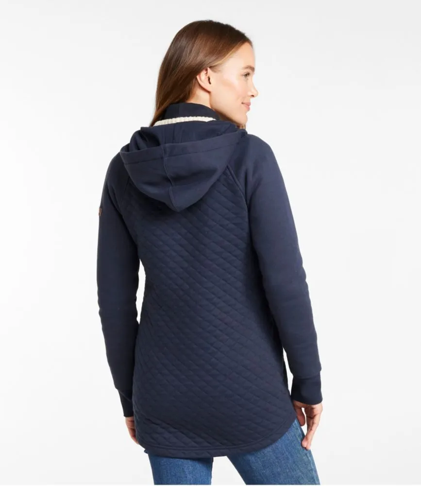 L.L. Bean Women's Quilted Sweatshirt, Full-Zip Hooded Long Jacket