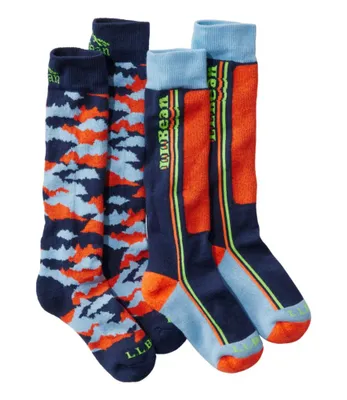 Kids' Winter Snow Sports Socks, Two-Pack