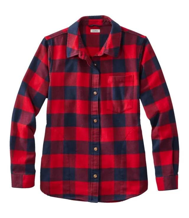 L.L.Bean® Feather-Soft Brushed Twill Plaid Print Point Collar Long Sleeve  Button-Front Shirt