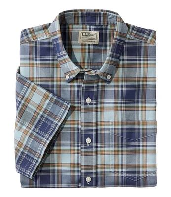 Men's Comfort Stretch Oxford, Traditional Untucked Fit, Short-Sleeve, Plaid