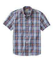 Men's Comfort Stretch Chambray Shirt, Slightly Fitted Untucked Fit, Short-Sleeve