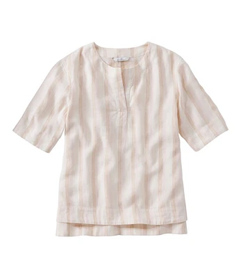 Women's Signature Linen-Blend Splitneck Shirt, Short-Sleeve