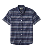 Men's Comfort Stretch Chambray Shirt, Slightly Fitted Untucked Fit, Short-Sleeve