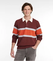 Men's Wicked Soft Cotton/Cashmere Sweater, Rugby Polo, Stripe