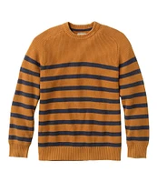 Men's Textured Washed Cotton Sweaters, Crewneck, Stripe