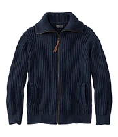 Men's Signature Organic Cotton Sweater, Funnel Neck, Full Zip