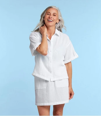 Women's Cloud Gauze Crop Button-Up Shirt