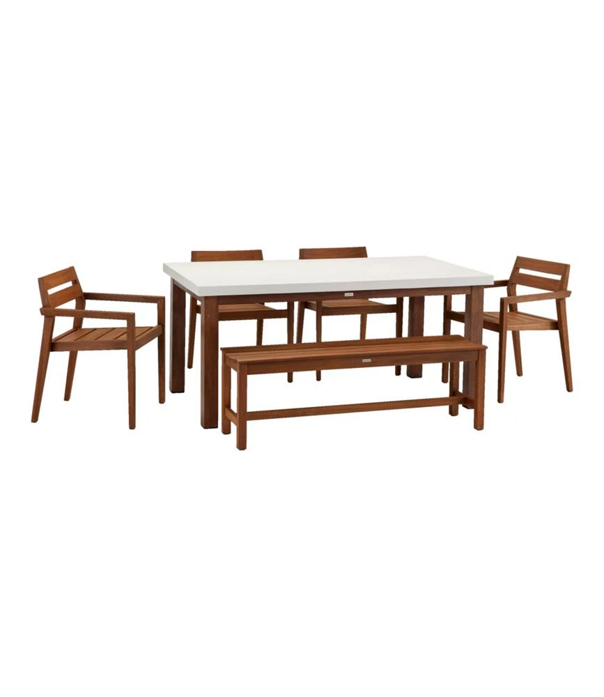 Rectangle Eucalyptus & Ivory Dining Table Set