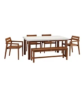 Rectangle Eucalyptus & Ivory Dining Table Set