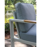 White Aluminum Deep Seating Armchair with Blue Cushions, Set of Two