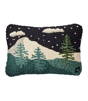 Wool Hooked Throw Pillow, Winter Woods, 12" x 18"