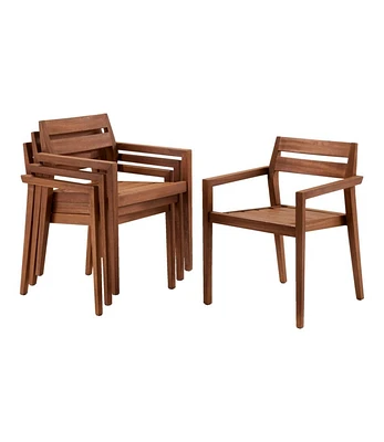 Contemporary Eucalyptus Stacking Dining Chair, Set of Four