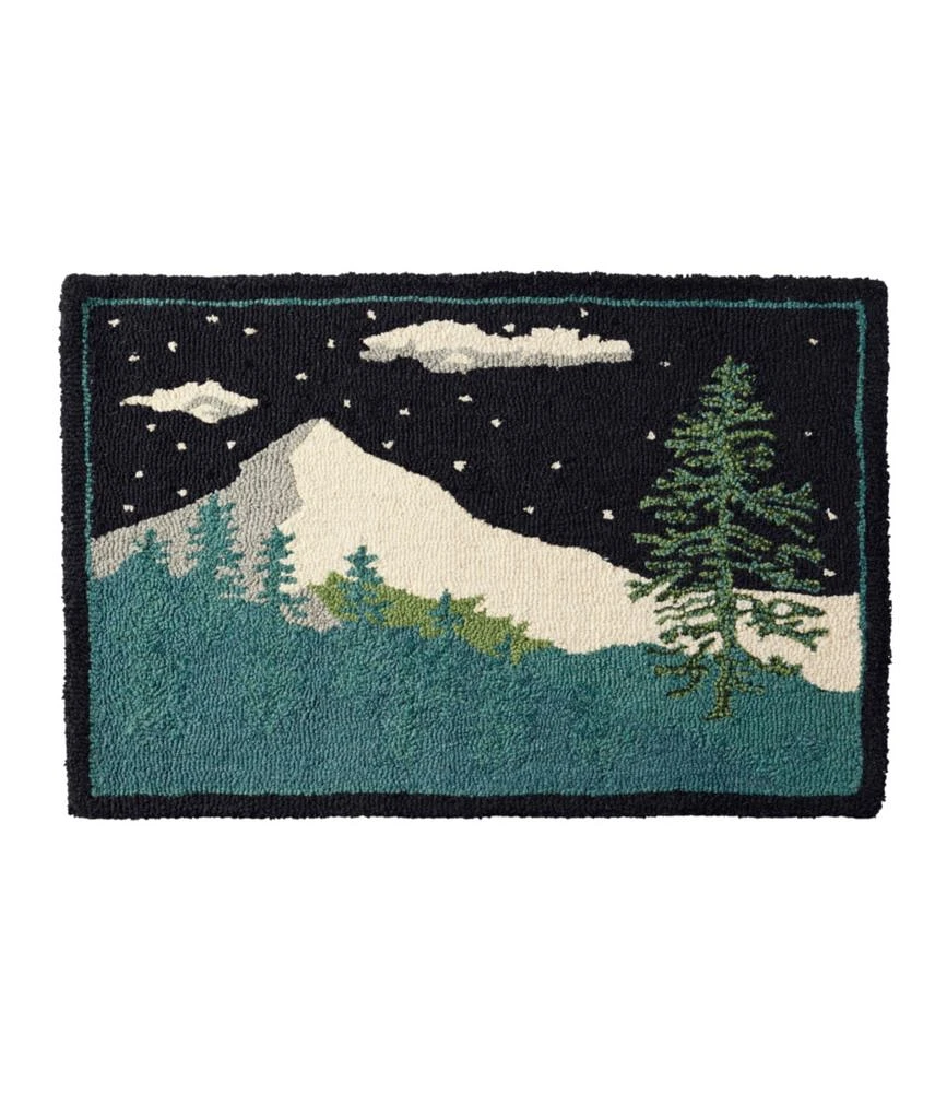 Wool Hooked Novelty Rug, Winter Woods