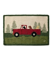 Wool Hooked Novelty Rug, Dog Caravan